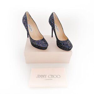 Jimmy Choo Cosmic Pumps EU 41 US 11 Purple Glitter Platform High Heels Metallic
